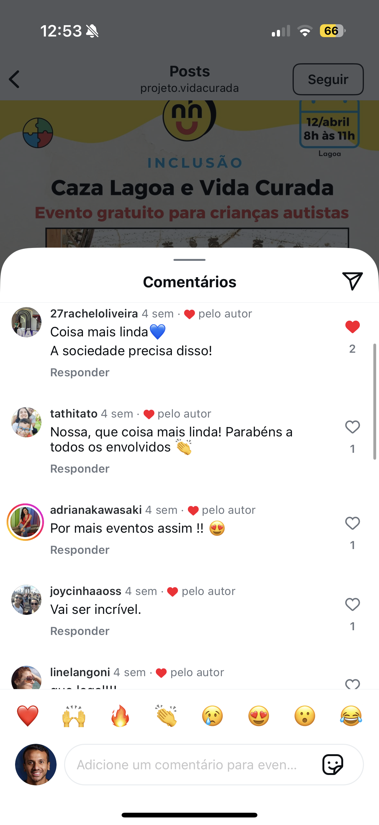 Mais comentários de apoio e gratidão à Associação Vida Curada